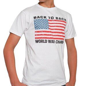 Back To Back World War Champions Champs Distressed USA Flag T-shirt White S-3XL